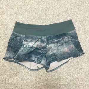 Lululemon teal and pink splatter shorts